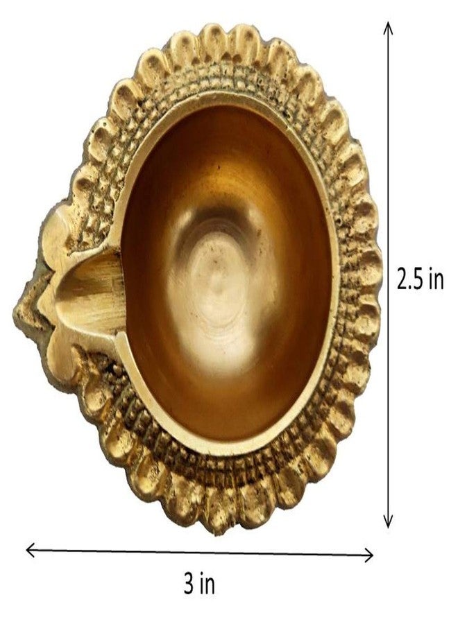 Purpledip Brass Diya Oil Lamp Holder: Flower Shape Aarti Deepak (12247) - Image 5